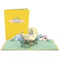 Kids Lovepop Greeting Cards|Baby|Yellow Baby Carriage Pop-Up Card