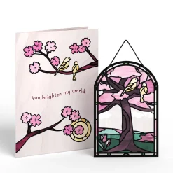Lovepop Suncatcher Cards|Just Because|You Brighten My World Birds Suncatcher Card
