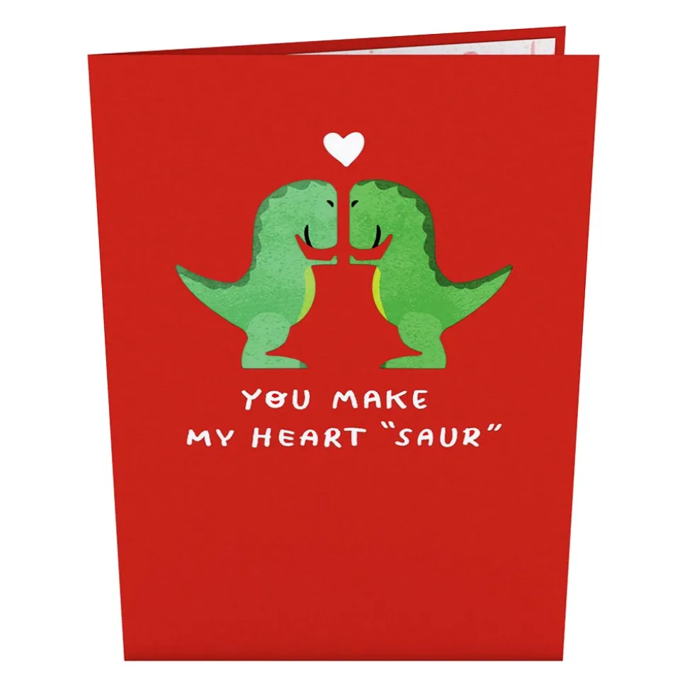 Kids Lovepop Greeting Cards|Valentine'S Day 2/14|You Make My Heart 'Saur' Pop-Up Card